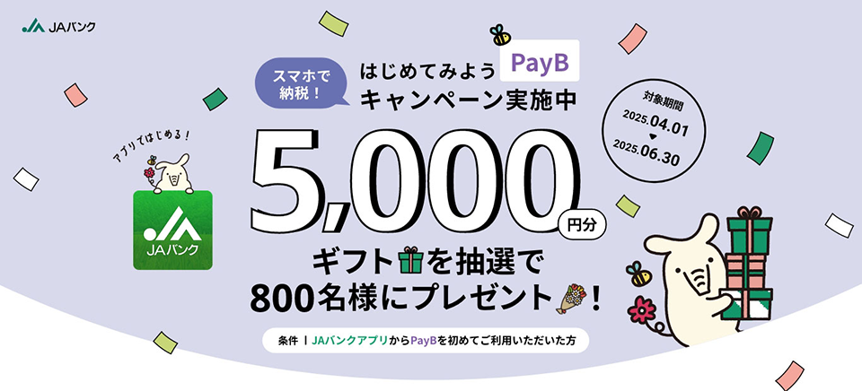 スマホで納税！はじめてみようPayBキャンペーン実施中！