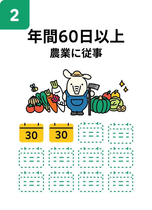 年間60日以上の農業に従事